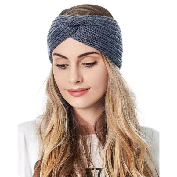 2/$21 Bluish Gray Ladies Criss Cross Winter Headband - Brand New - Picture 6 of 8